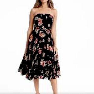 194. White House Black Market Black Floral Dress